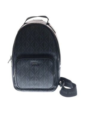 Dior Rider CD Diamond Mini Sling Bag Black Canvas Silver